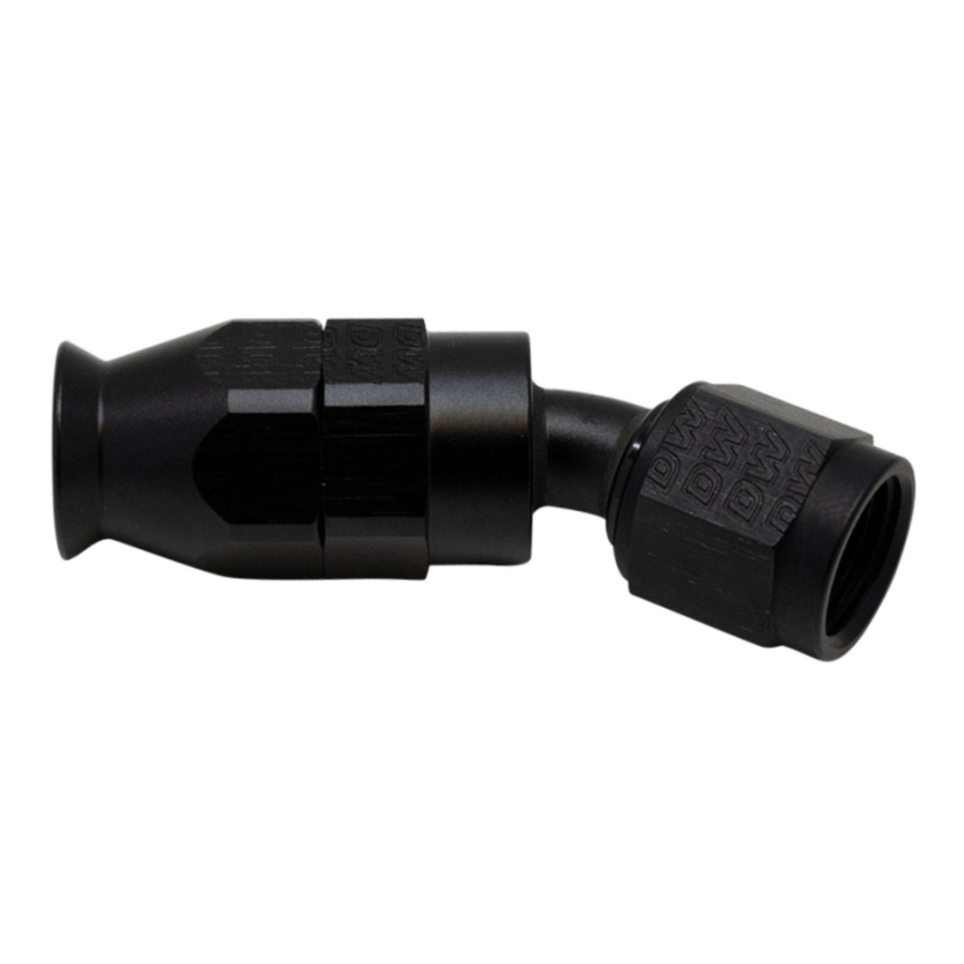 Picture of DeatschWerks 6 AN Female Flare Swivel 30-Degree Hose End PTFE - Anodized Matte Black