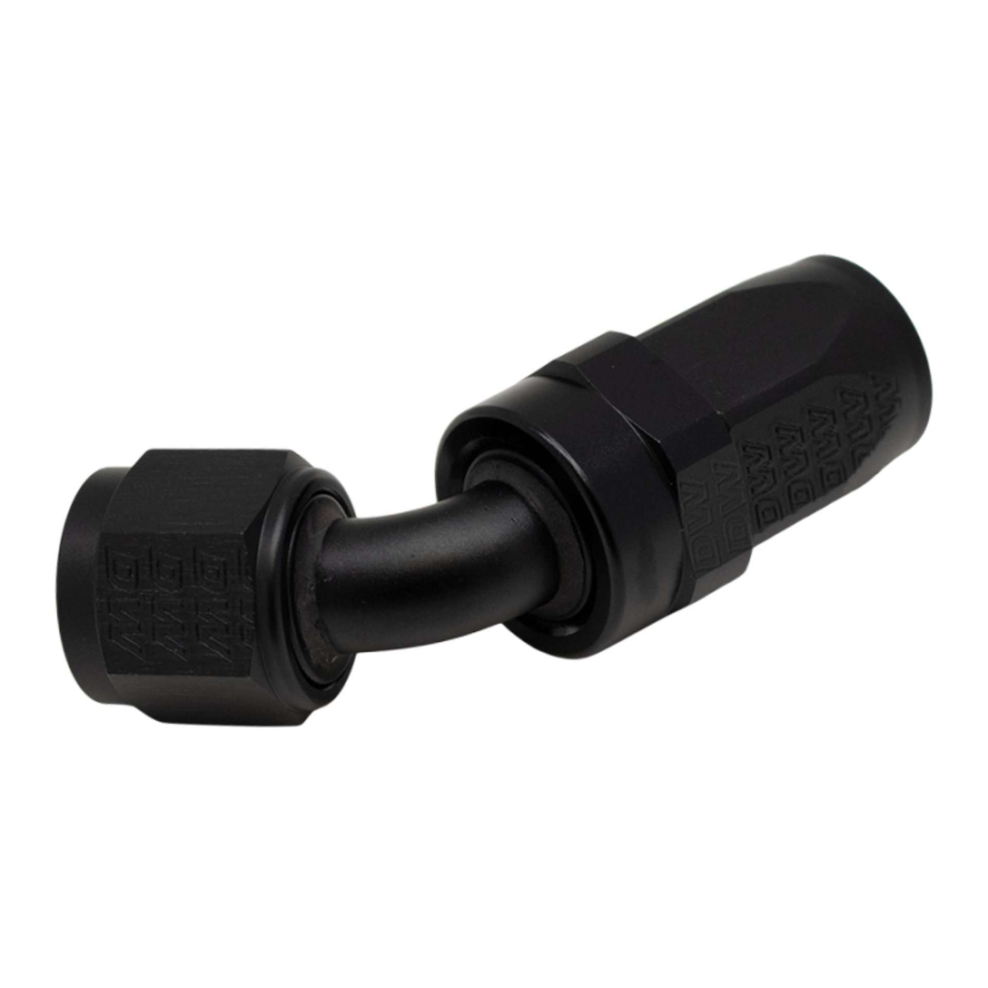 Picture of DeatschWerks 8 AN Female Flare Swivel 60-Degree Hose End CPE - Anodized Matte Black