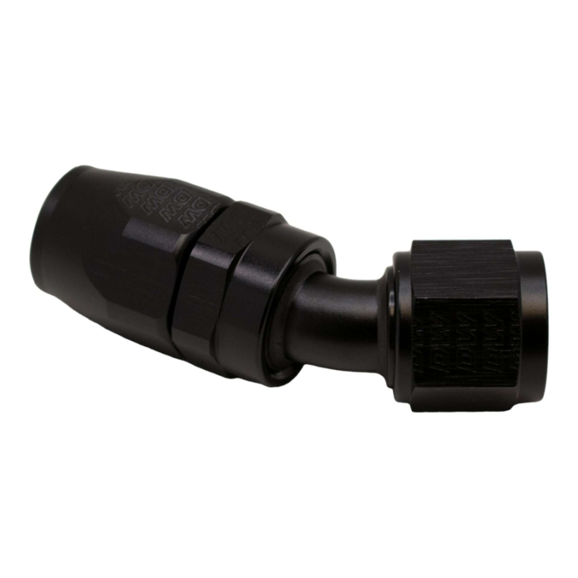 Picture of DeatschWerks 10AN Female Flare Swivel 30-Degreehose End CPE - Anodized Matte Black