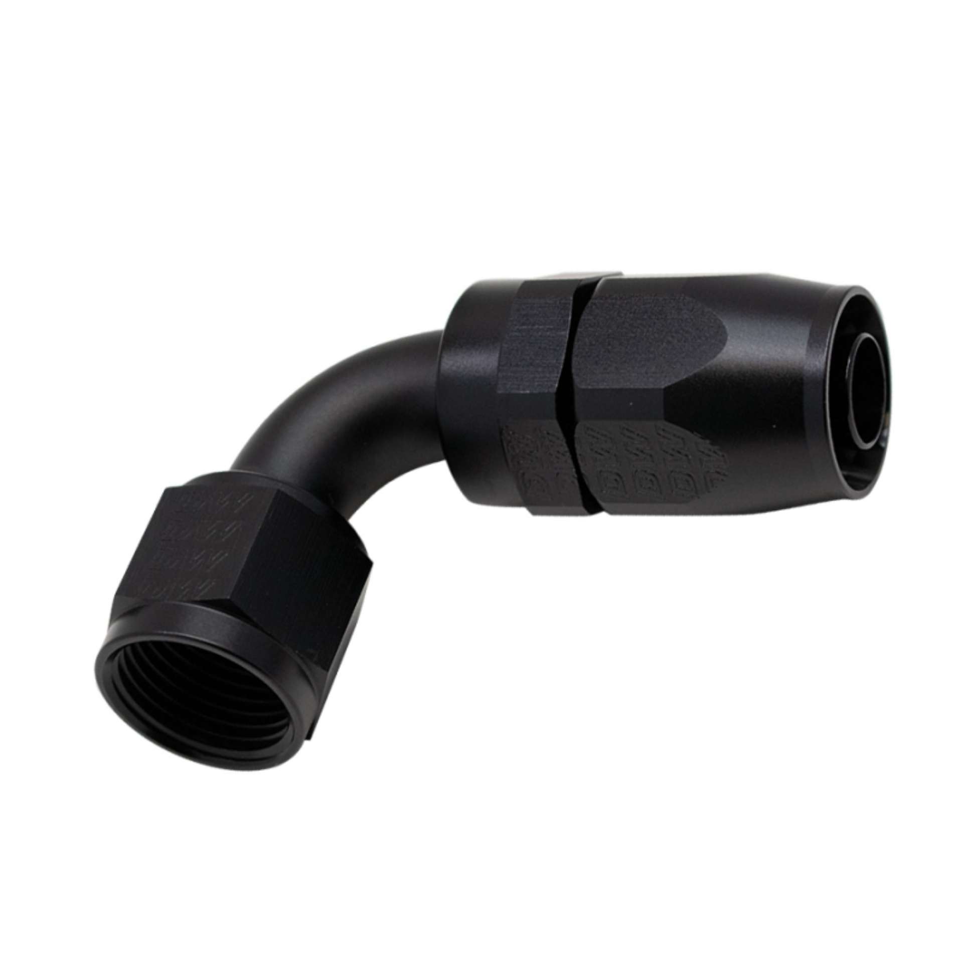 Picture of DeatschWerks 10AN Female Swivel 90-Degree Hose End CPE - Anodized Matte Black