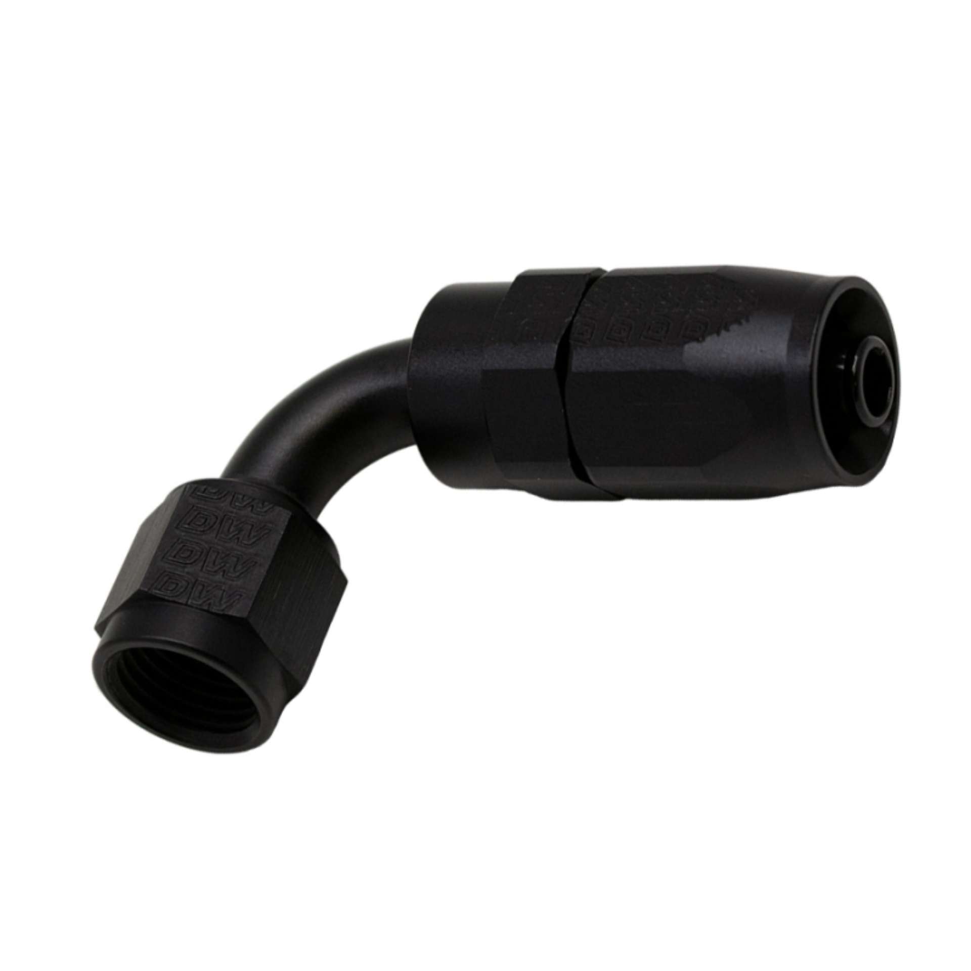 Picture of DeatschWerks 6AN Female Swivel 90-Degree Hose End CPE - Anodized Matte Black