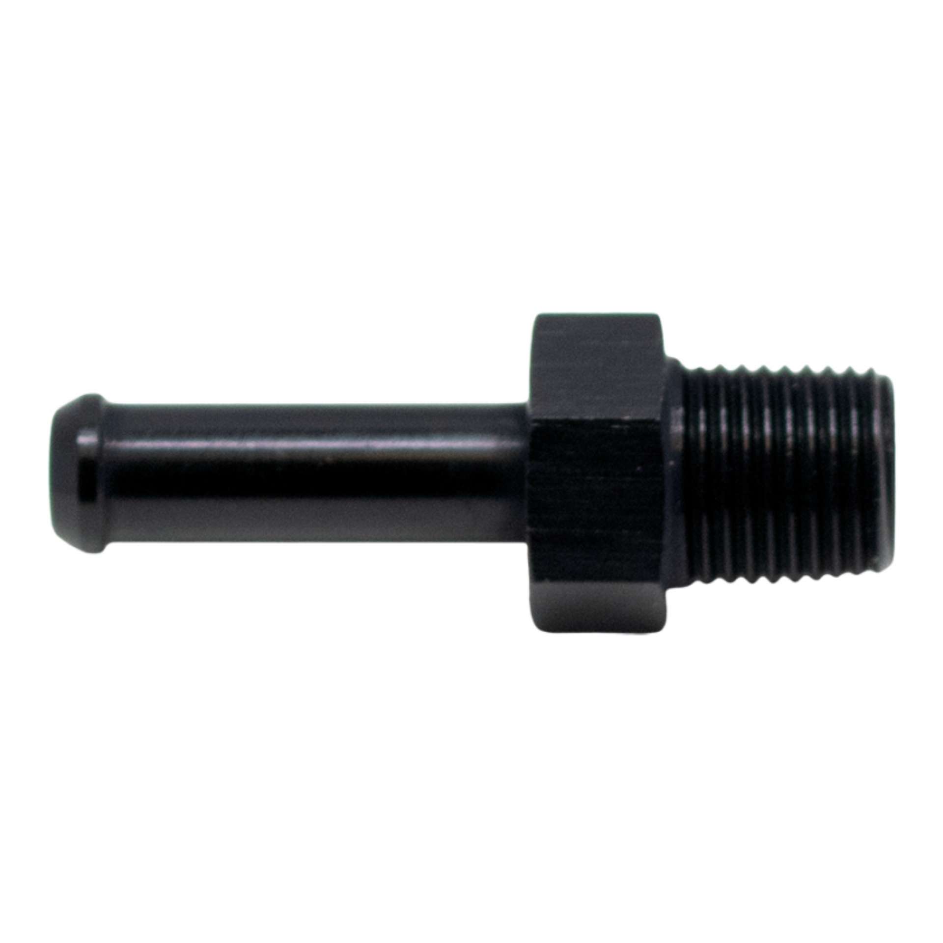 Picture of DeatschWerks 1-8in NPT Male Thread 1-4in Hose Barb - Anodized Matte Black