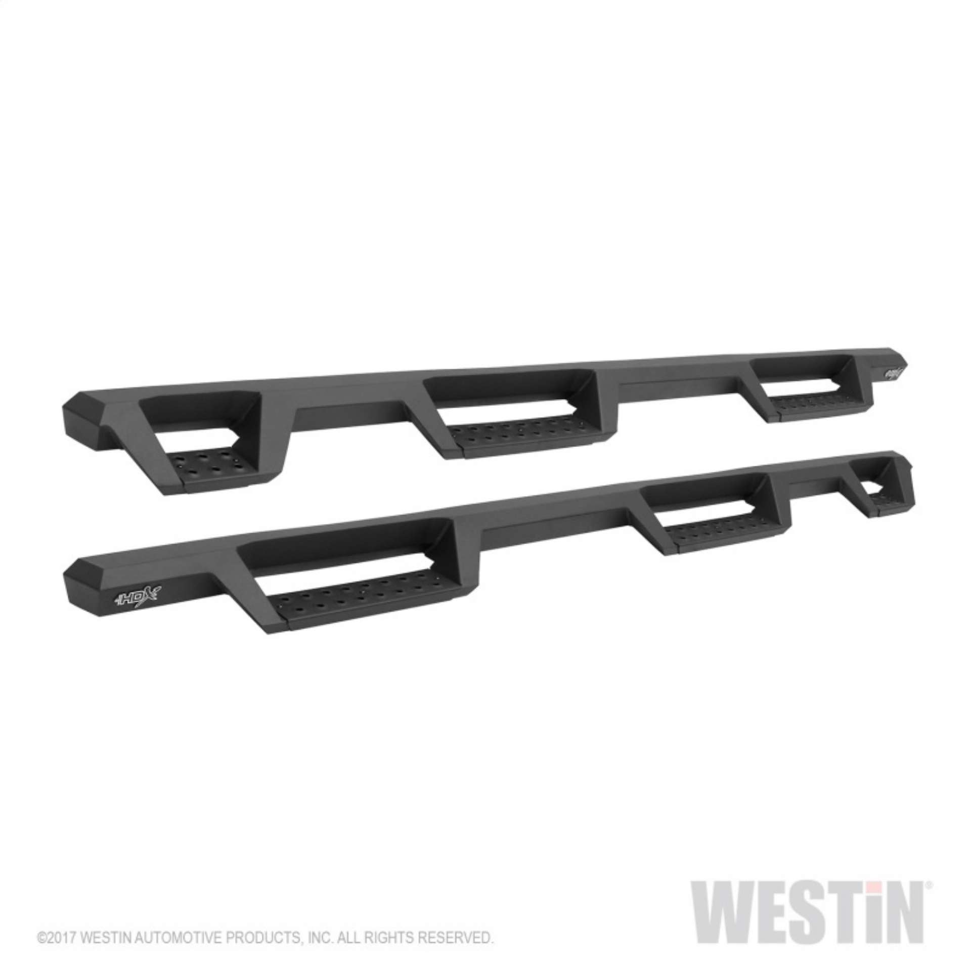 Picture of Westin 07-18 Chevrolet Silverado 1500 CC 5-5ft Bed HDX Drop W2W Nerf Step Bars - Tex- Blk