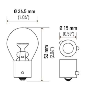 Picture of Hella Bulb 9507 24V 21W BAU15s S8 AMBER