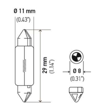 Picture of Hella Bulb 6430 24V 3W SV7-8 T2-5 8x29mm