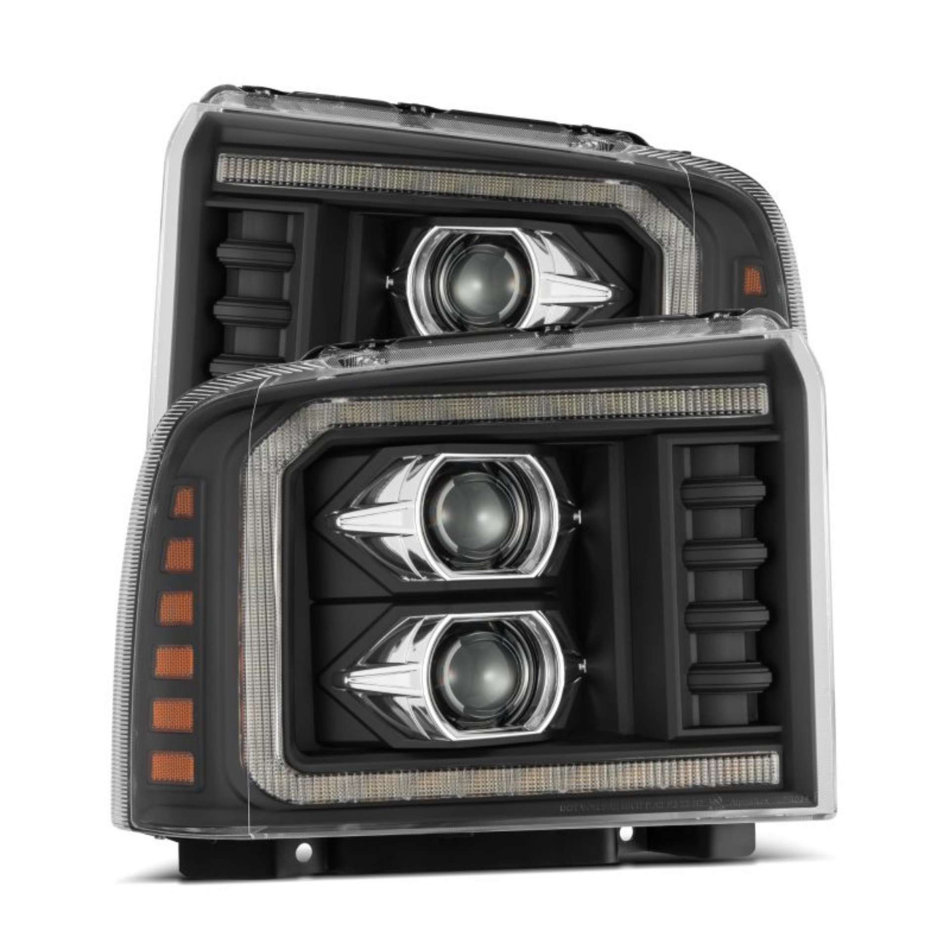 Picture of AlphaRex 05-07 Ford F250-350-450-550 Super Duty PRO-Series Proj- Headlights Blk w-Seq Sig- + SWB DRL