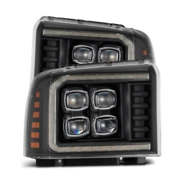 Picture of AlphaRex 05-07 Ford F250-350-450-550 Super Duty NOVA LED Proj HL Blk w-Actv Light & Seq Sig + SB DRL