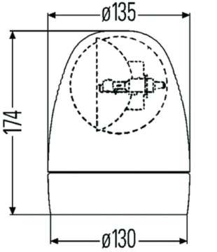 Picture of Hella Rotating Beacon H12V Amber Lamp 2Rl