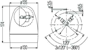 Picture of Hella Rotating Beacon H12V Yellow Mg12 2Rl