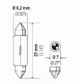 Picture of Hella Bulb 3021 12V 3W Sv78 T25 8X29Mm Sb