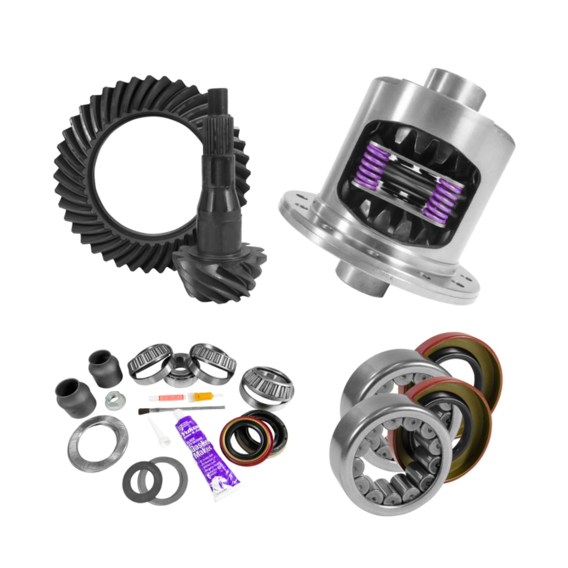 Picture of Yukon 9-75in Ford 3-55 Rear Ring & Pinion Install Kit 34 Spline Positraction 2-99in Axle Bearing