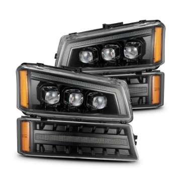 Picture of AlphaRex 03-06 Chevy Silverado 1500-2500HD-3500HD-Avalanche Alpha-Black NOVA LED Proj Headlights