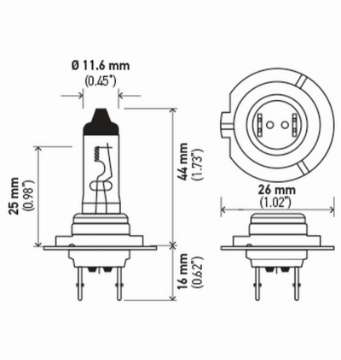 Picture of Hella High Wattage Bulb H7 12V 100W PX26d T4-6 Pair