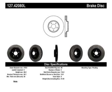 Picture of StopTech 06-07 350Z - 05-07 G35 exp Sport- 06-07 G35X SportStop Slotted & Drilled Front Left Rotor