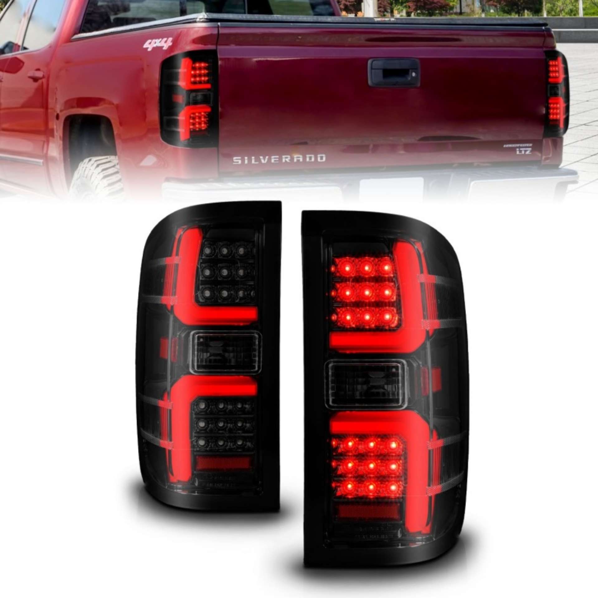 Picture of ANZO 15-19 Chevrolet Silverado 2500 HD-3500 HD LED Taillight w- Sequential Black Housing-Smoke Lens