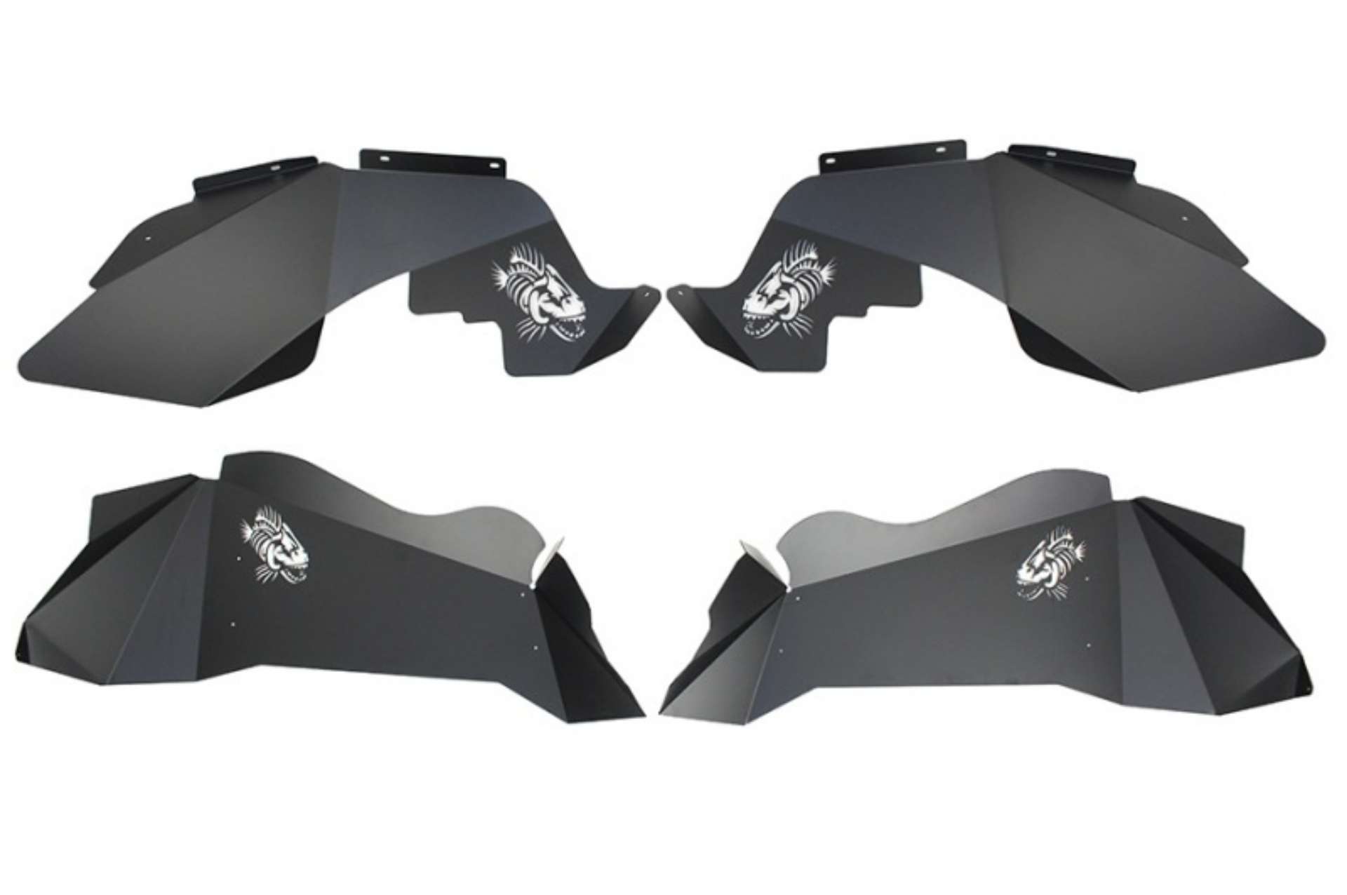 Picture of Fishbone Offroad 07-18 Jeep Wrangler JK Logo Aluminum Inner Fenders - Black Powdercoat