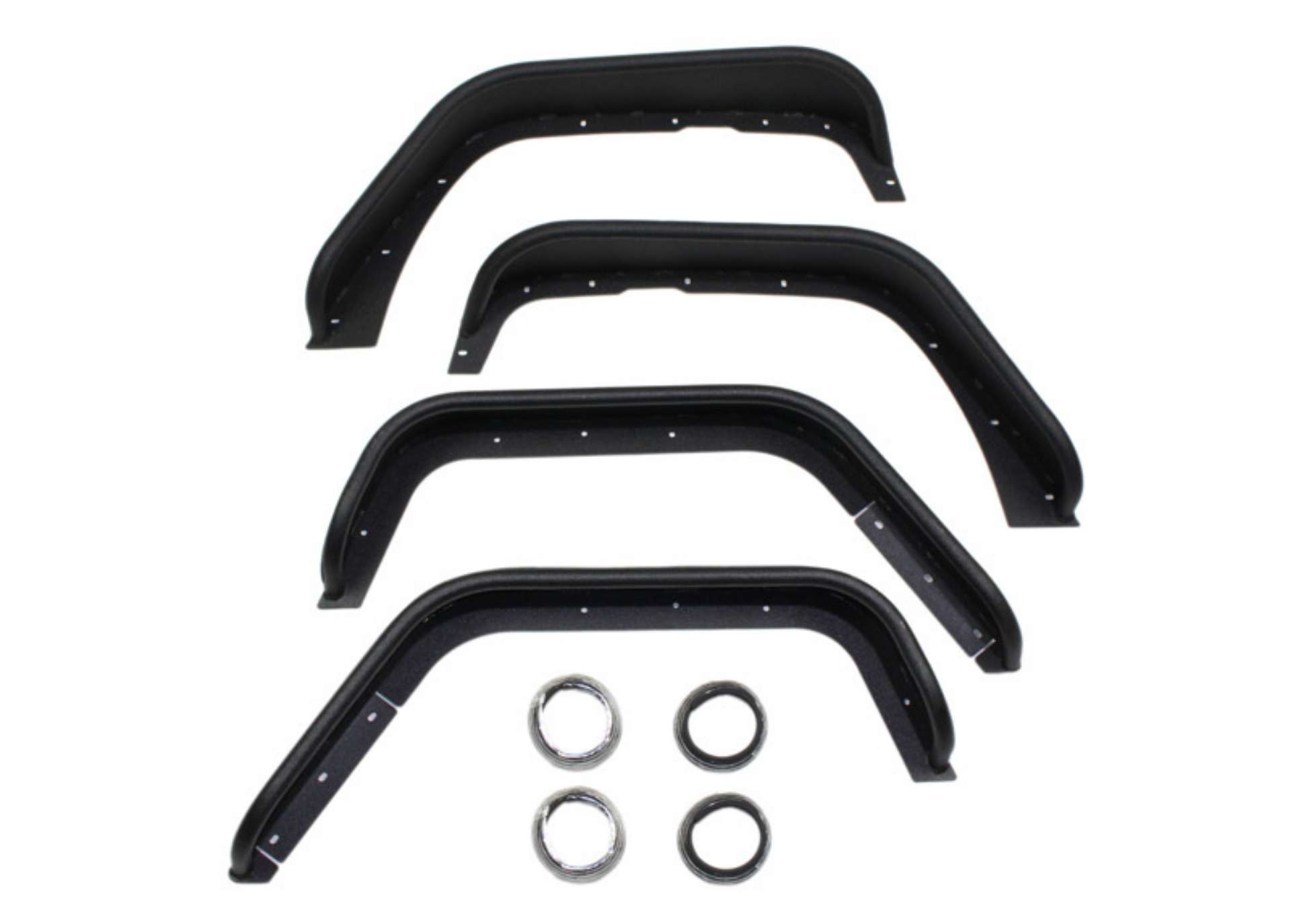 Picture of Fishbone Offroad 07-18 Jeep Wrangler Front-Rear Tube Fenders - Aluminum Blk Txtrd PwdrcoatSet Of 4