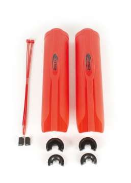 Picture of Daystar Red 2-0 Shock Guards with Zip Ties for-Fox-Bilstein Shocks - Pair