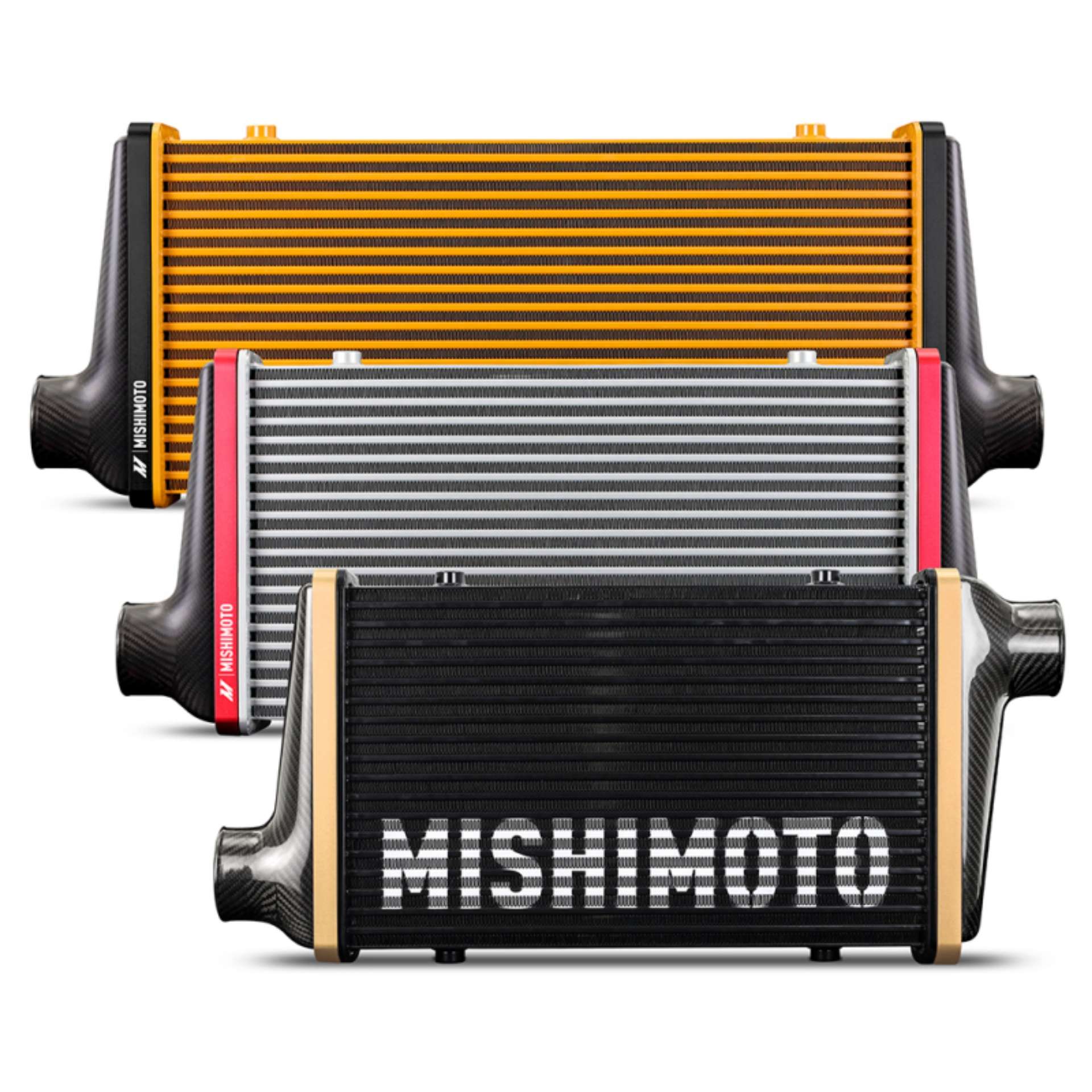 Picture of Mishimoto Universal Carbon Fiber Intercooler - Gloss Tanks - 600mm Black Core - C-Flow - DG V-Band