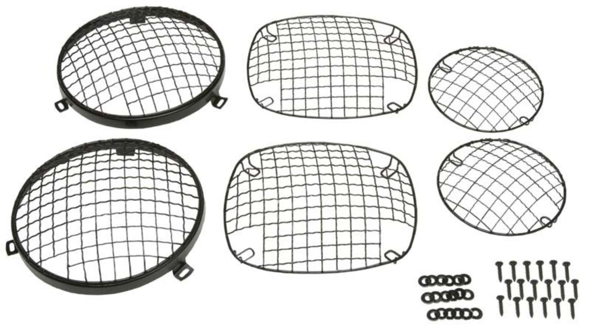 Picture of Kentrol 76-86 Jeep CJ Powdercoat Wire Mesh Guard Set 6 Pieces Black