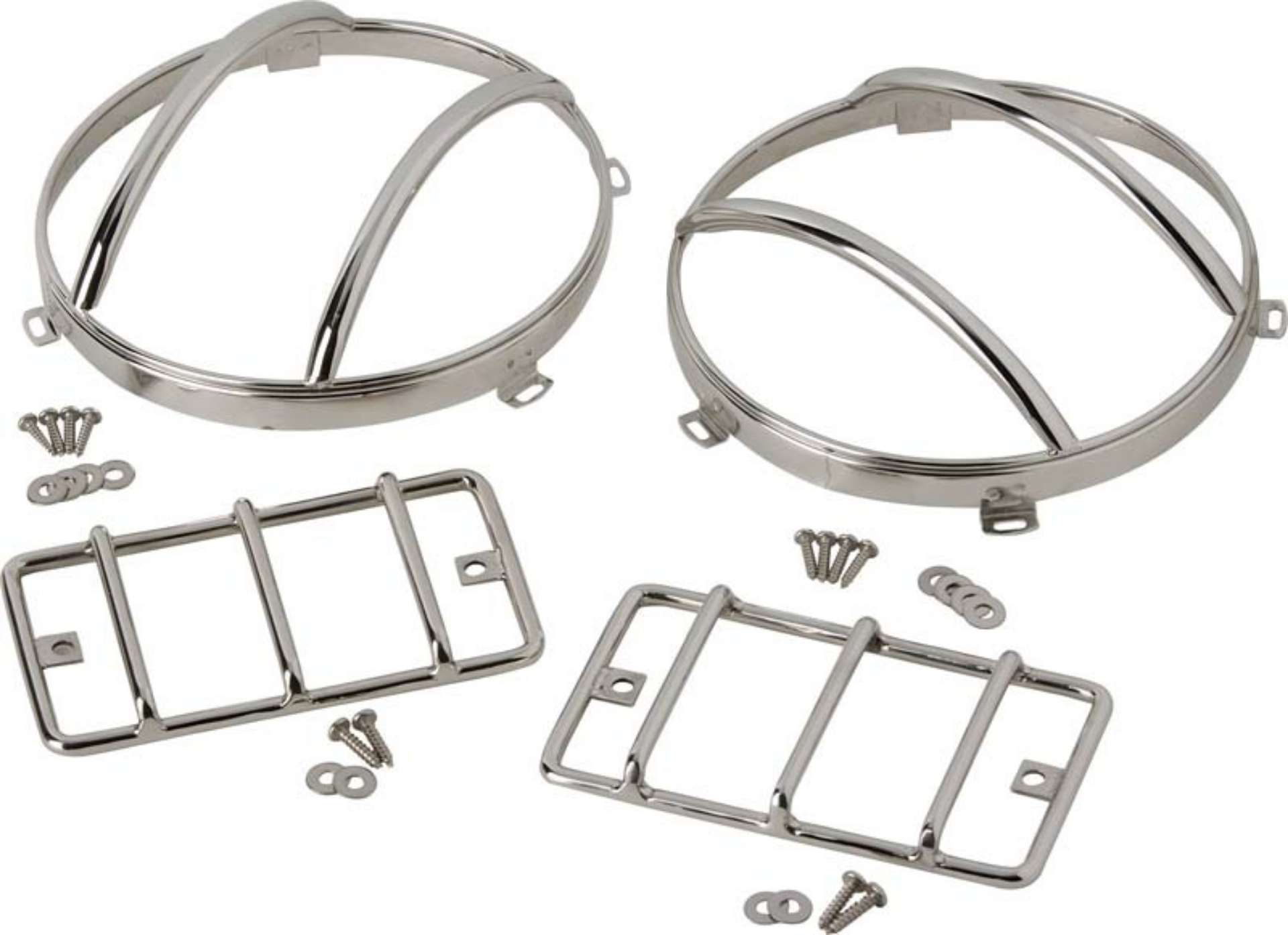 Picture of Kentrol 97-06 Jeep Wrangler TJ Euro Light Guard Set 4 Pieces - Polished Silver