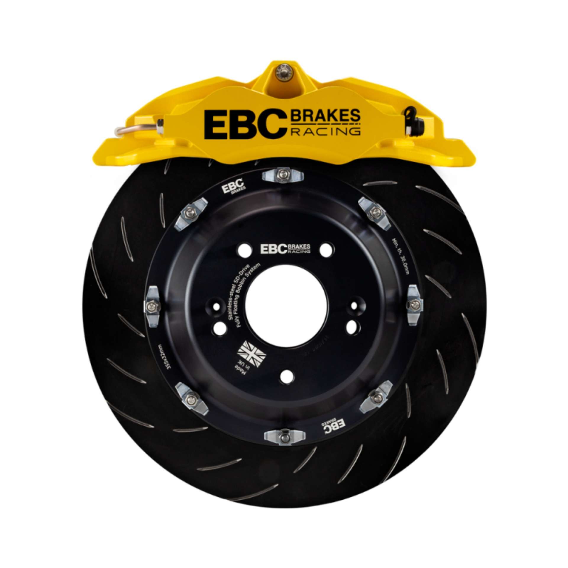 Picture of EBC Racing 11-18 Ford Focus ST Mk3 Yellow Apollo-4 Calipers 355mm Rotors Front Big Brake Kit