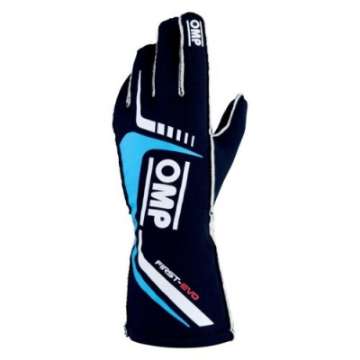 Picture of OMP First Evo Gloves Blu Navy-Ciano - Size L Fia 8856-2018