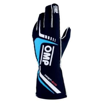 Picture of OMP First Evo Gloves Blu Navy-Ciano - Size S Fia 8856-2018