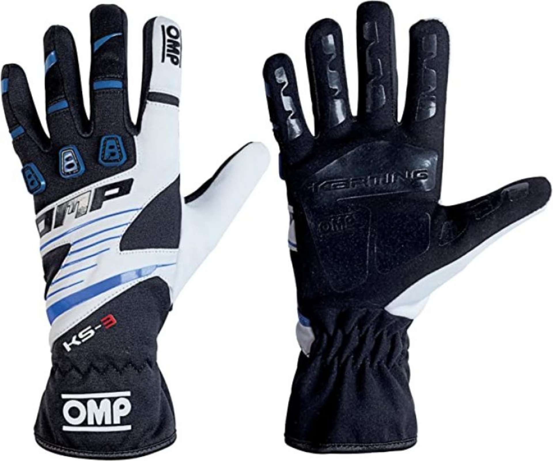 Picture of OMP KS-3 Gloves Black-W-Blue - Size 4 For Children