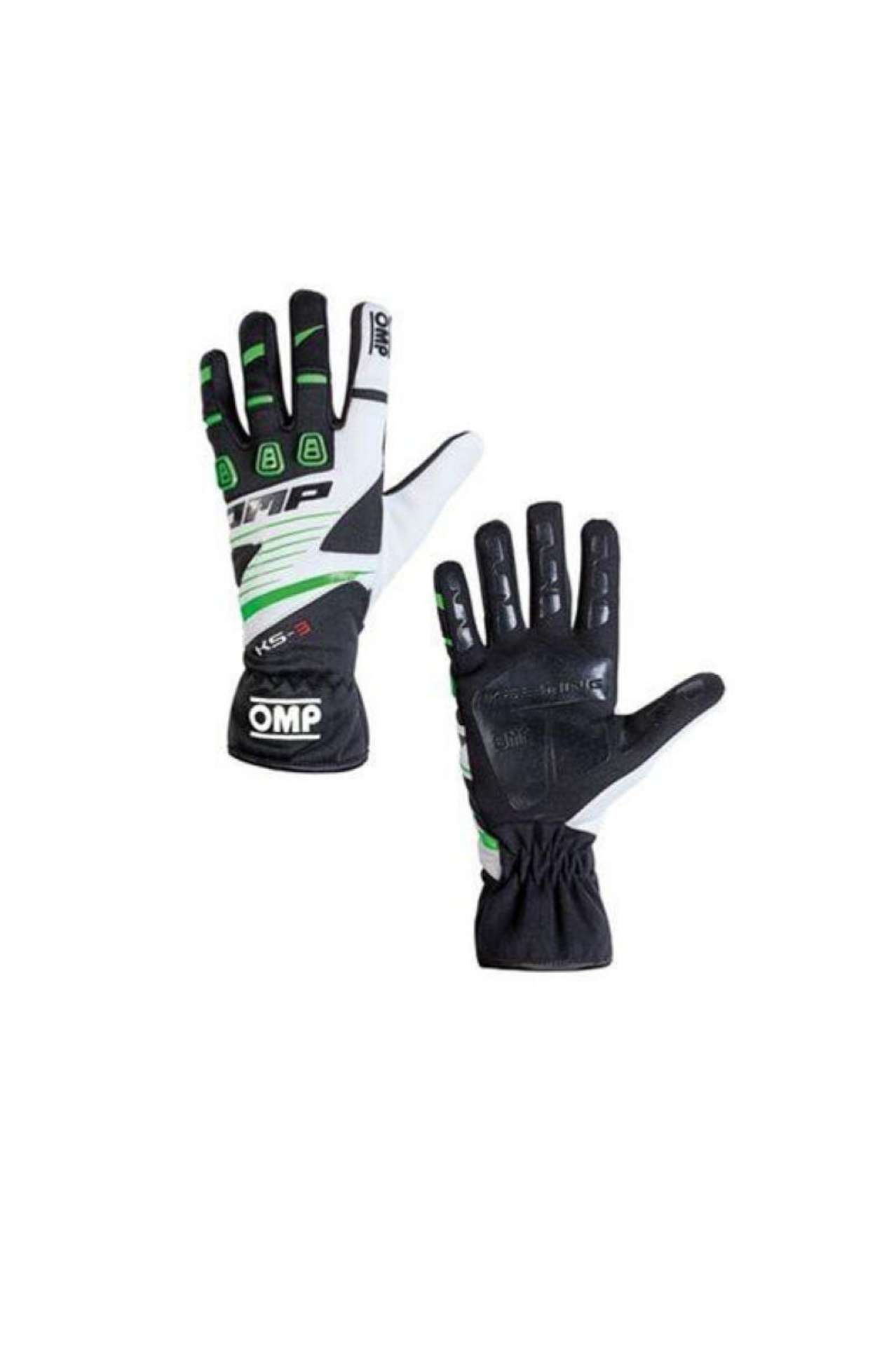 Picture of OMP KS-3 Gloves Black-W-Green - Size 5 For Children