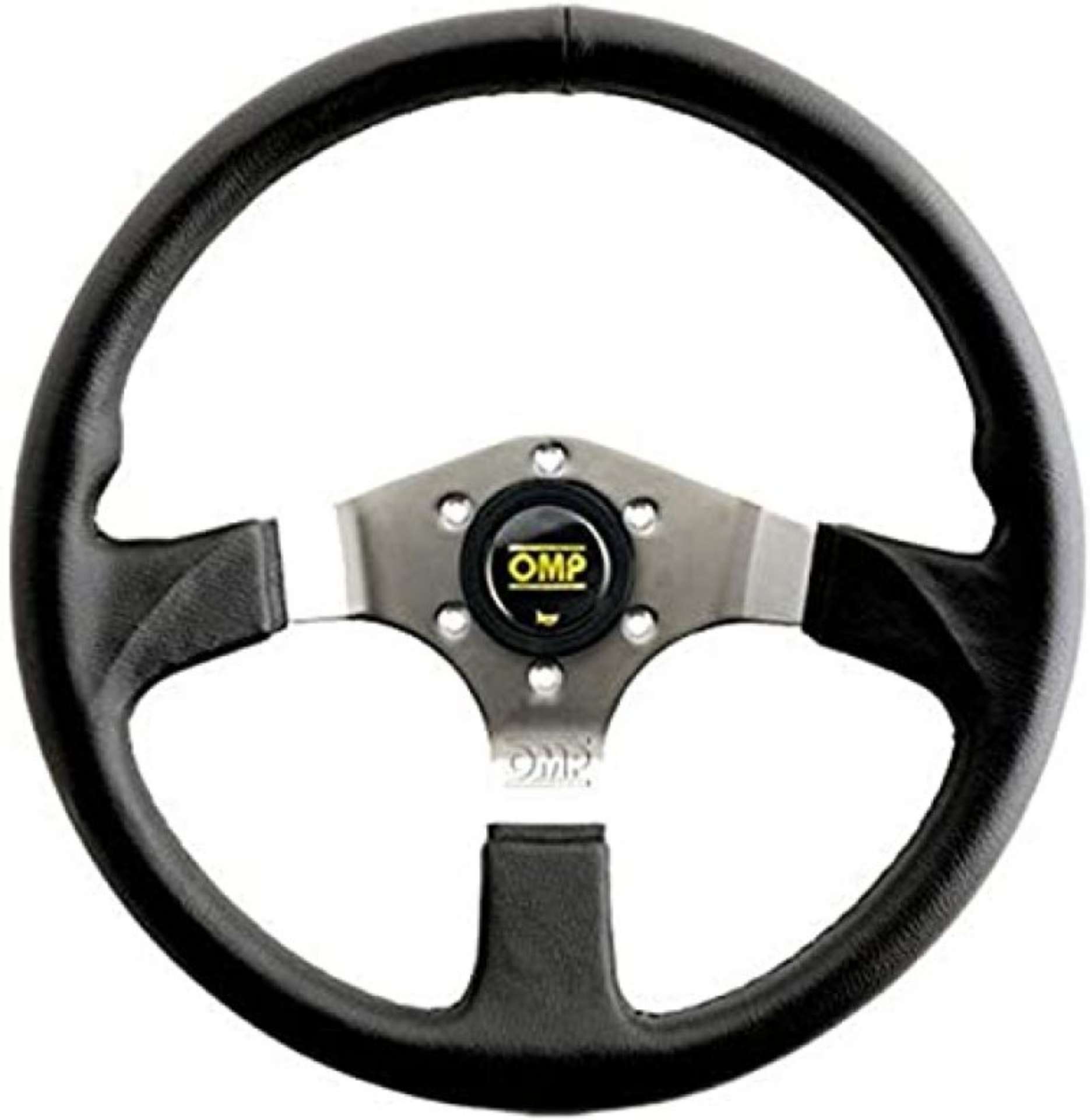 Picture of OMP Asso Flat Steering Wheel w- 3 Steel Spokes 350mm - Large Leather Black