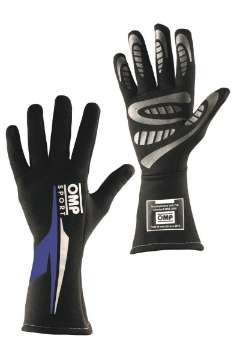 Picture of OMP Os 60 Gloves Black-- Medium Blue Fia-Sfi