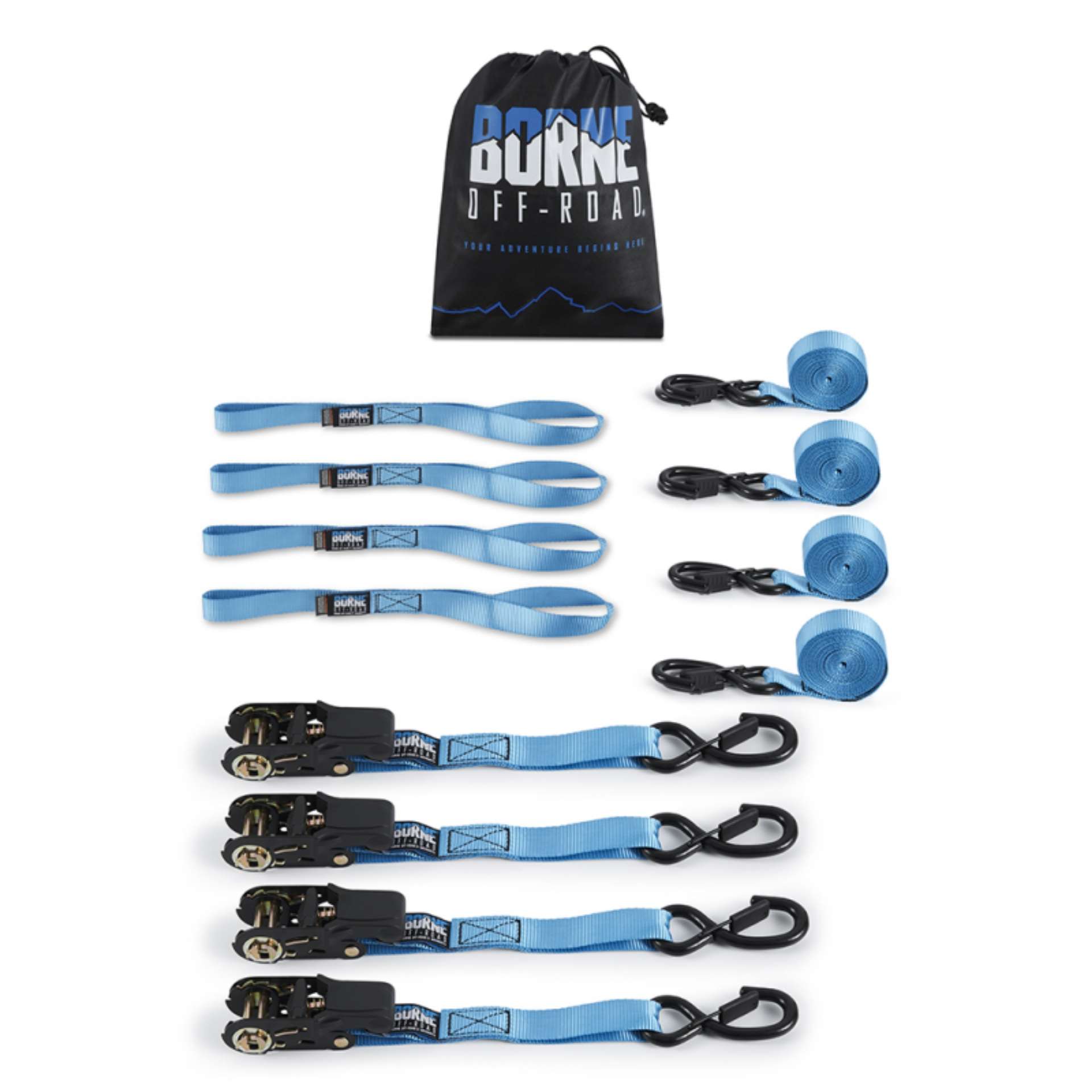 Picture of Mishimoto Medium-Duty Ratchet Tie-Down Kit 4-Pack Blue