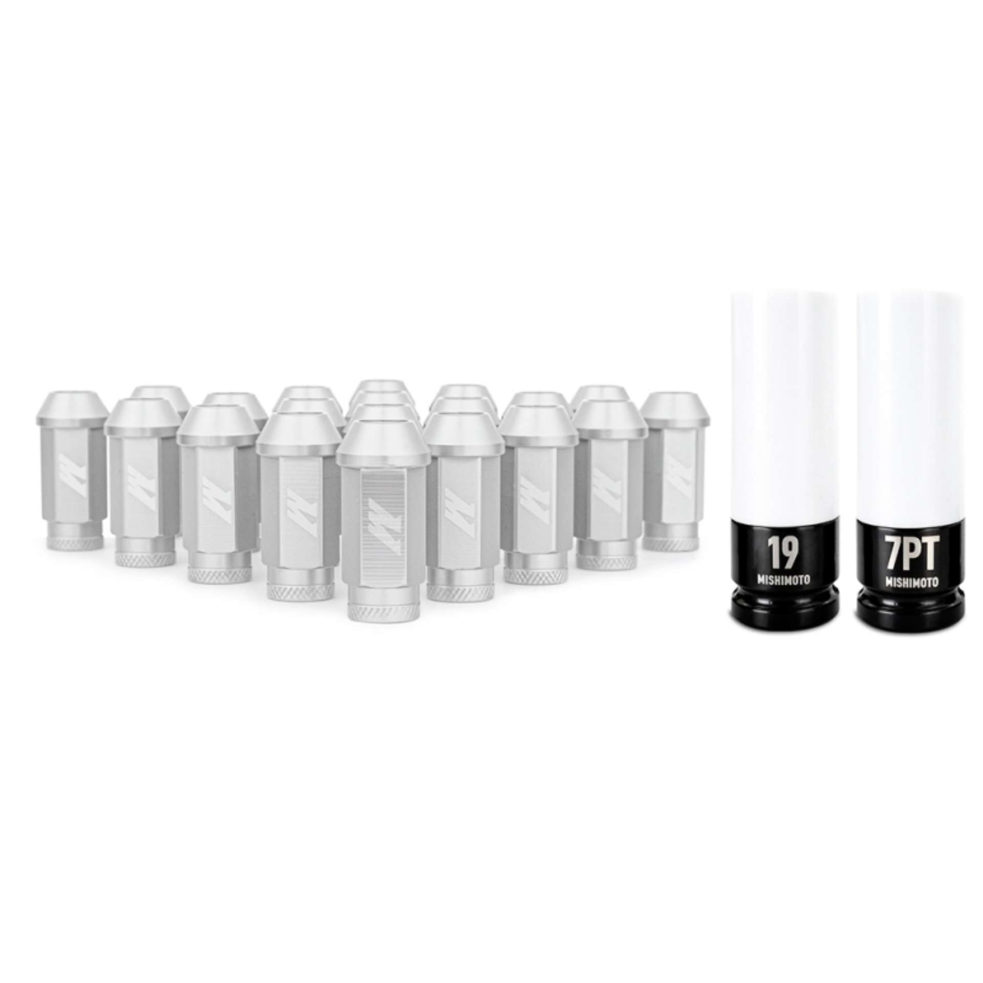 Picture of Mishimoto Aluminum Locking Lug Nuts 1-2 X 20 23pc Set Silver