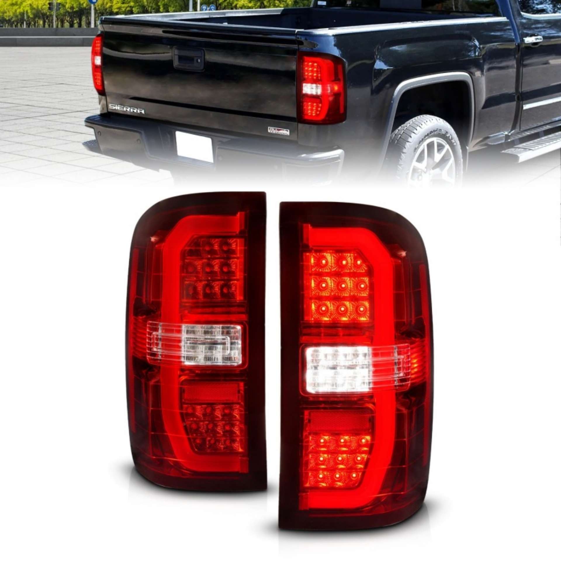 Picture of ANZO 14-18 GMC Sierra 1500 LED Taillights Red-Clear