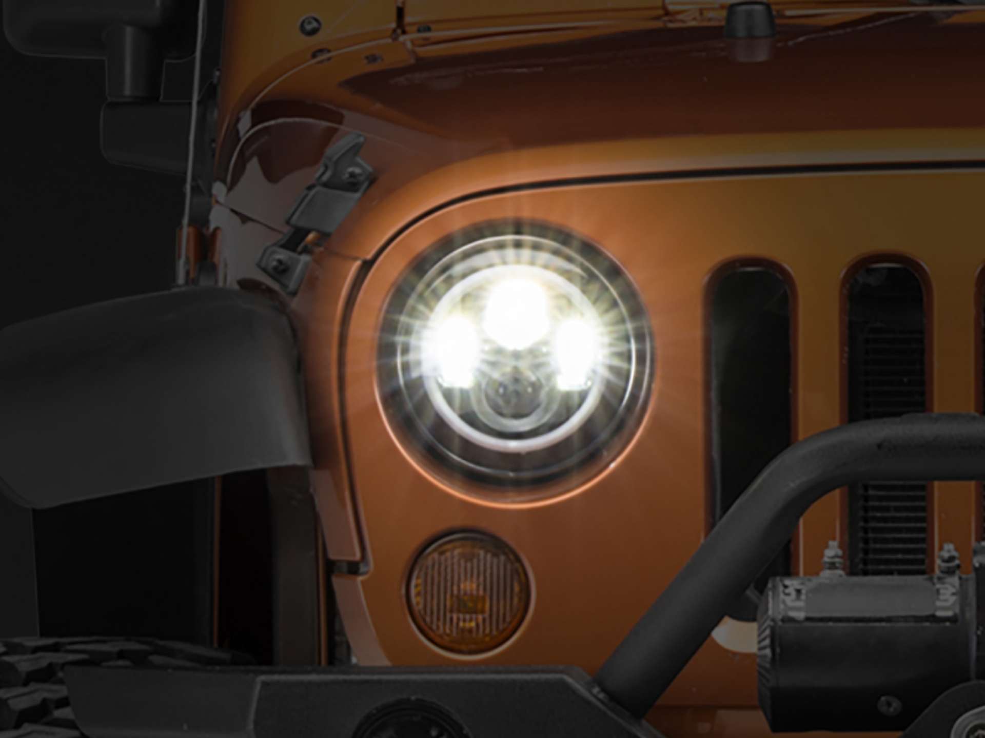 Picture of Raxiom 97-18 Jeep Wrangler TJ-JK Axial Halo Headlights w- DRL Amber Signals- Blk Hsng Clear Lens