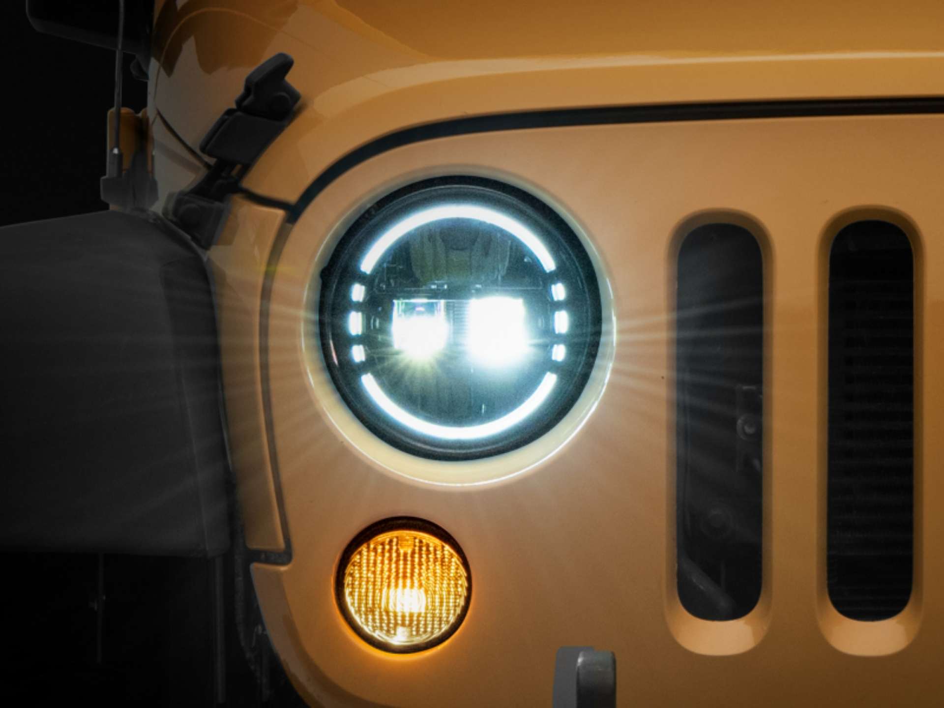 Picture of Raxiom 97-18 Jeep Wrangler TJ-JK Axial 7-Inch LED Headlights w- DRL- Black Housing Clear Lens