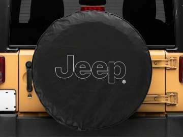 Picture of Officially Licensed Jeep 66-18 CJ5- CJ7- Wrangler YJ- TJ-JK Outline Logo Spare Tire Cover- 32In