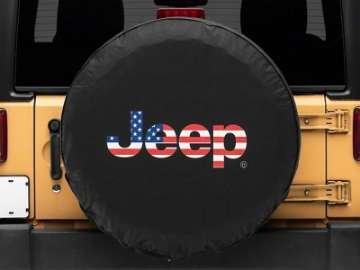 Picture of Officially Licensed Jeep 66-18 CJ5- CJ7- Wrangler YJ-TJ-JK American Flag Logo Spare Tire Cover-33In