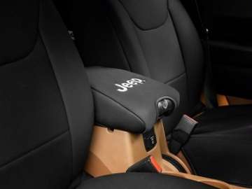 Picture of Officially Licensed Jeep 11-18 Wrangler JK Neoprene Center Console Arm Cover w- Jeep Logo- Blk