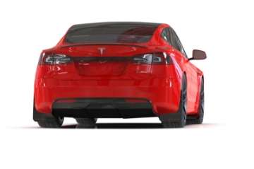 Picture of Rally Armor 21-24 Tesla Model S- S Plaid Black UR Mud Flap w-Metallic Black Logo