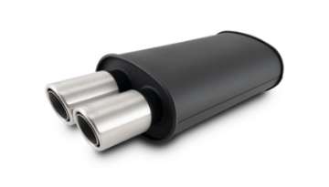 Picture of Vibrant Streetpower Flat Blk Muffler 9x5x15in Body 2-5in Inlet ID 3in Tip OD w-Dual Angle Tips