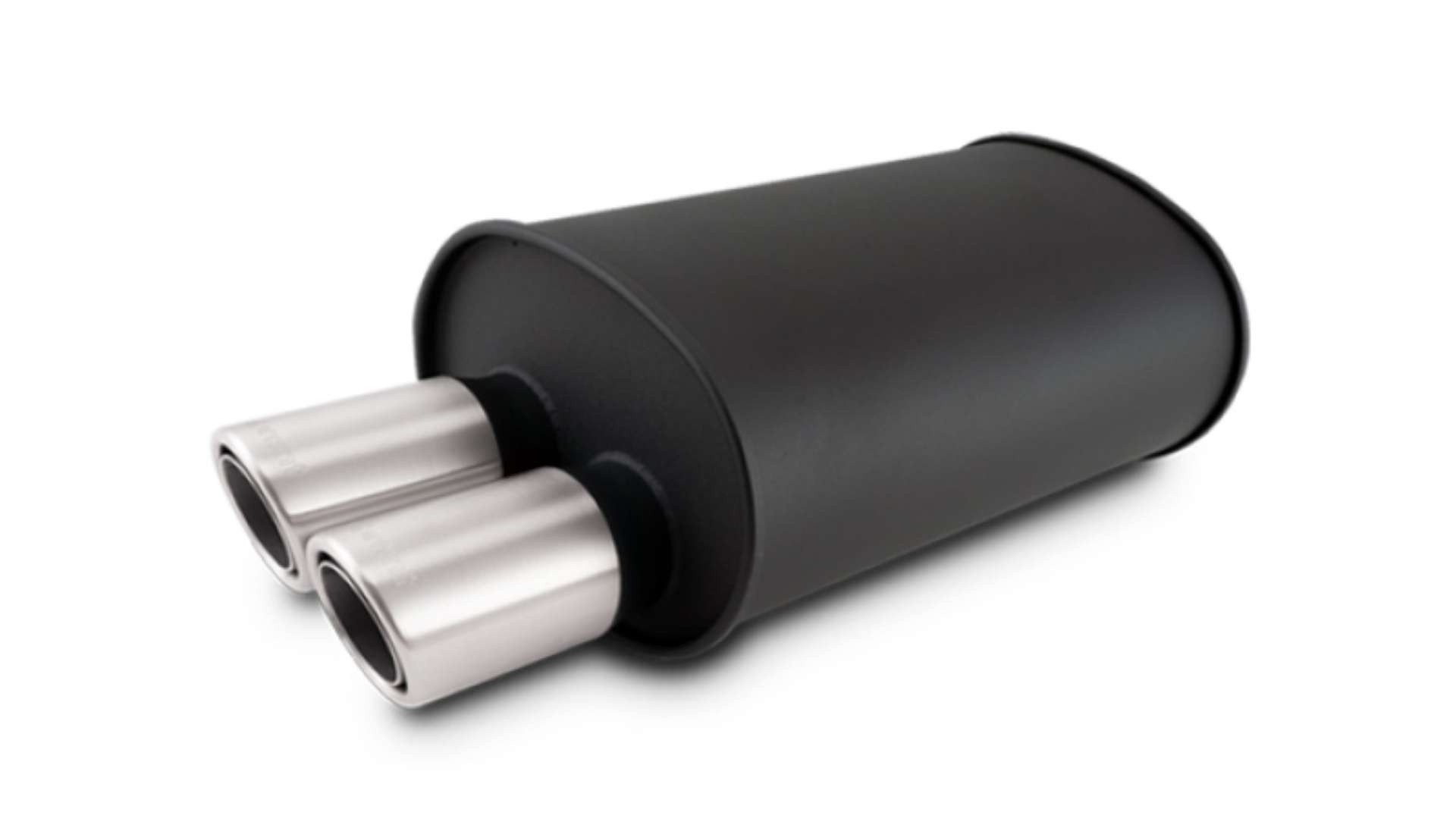 Picture of Vibrant Streetpower Flat Blk Muffler 9-5x6-75x15in Body 2-5in Inlet ID 3in Tip OD w-Dual Angle Tips