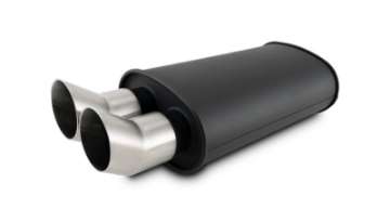 Picture of Vibrant Flat Blk Muffler 9x5x15in Body 3in Inlet ID 3in Tip OD w-Dual DTM Cut Tips