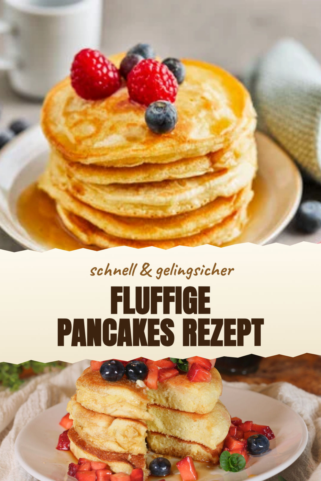 Luftige Buttermilch-Pancakes aus der Pfanne als fertiges Gericht