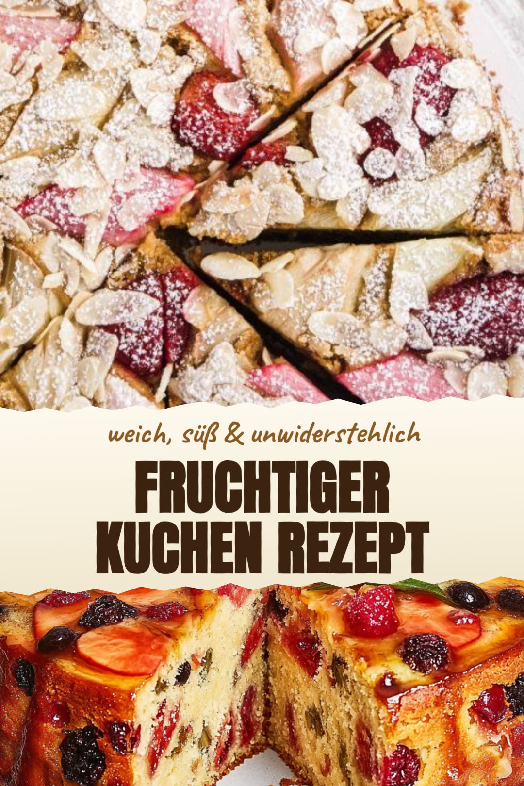 Fruchtiger Pfirsich-Mandel-Kuchen mit saftiger Mitte als fertiges Gericht