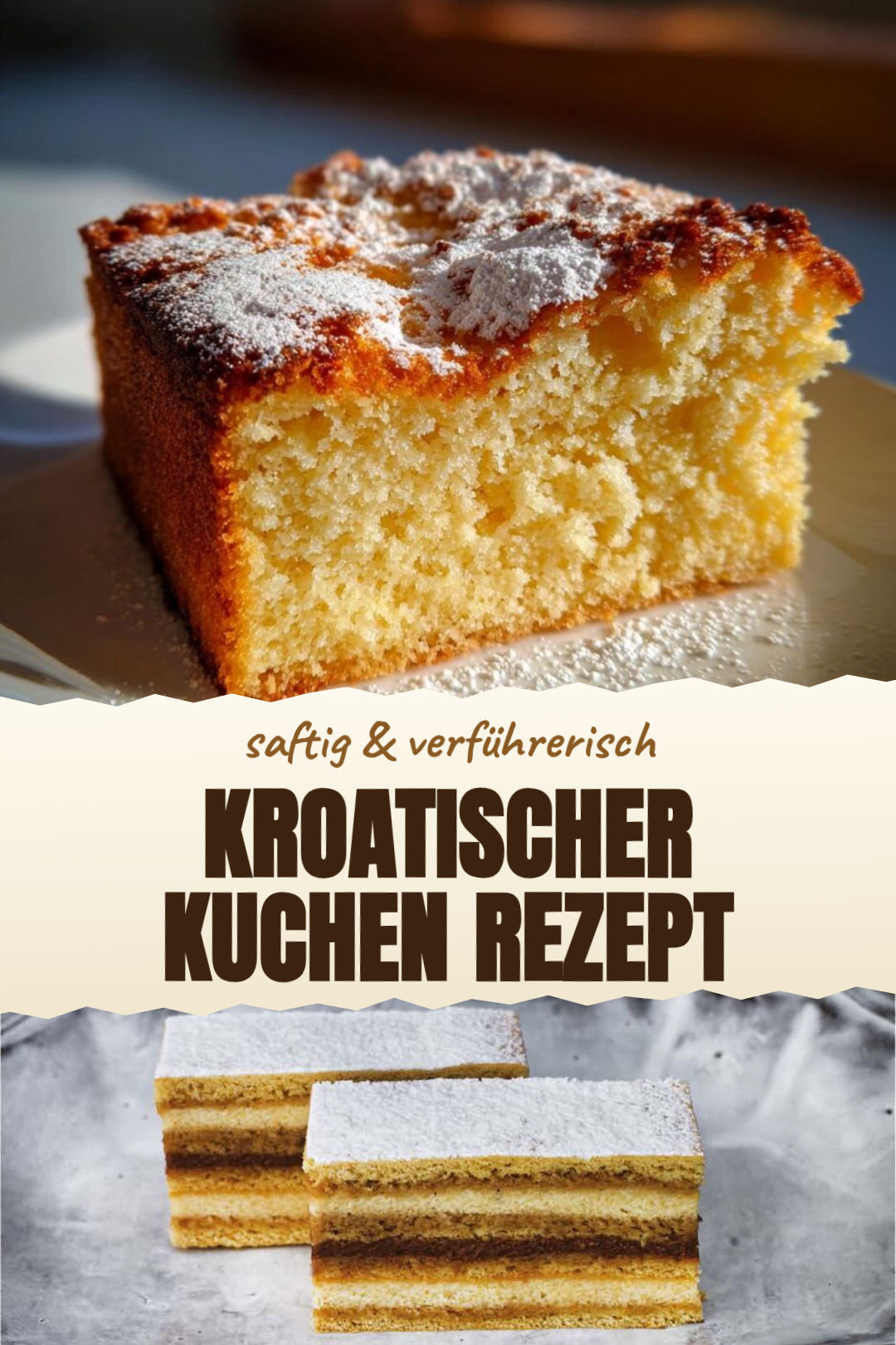 Kroatischer Krempita-Kuchen mit Vanillecreme und Blätterteig als fertiges Gericht
