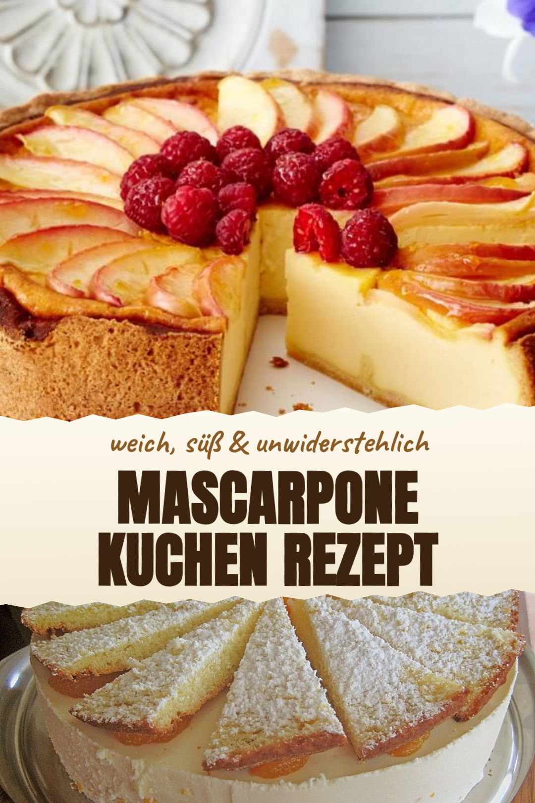 Mascarpone-Beeren-Kuchen mit lockerem Zitronenboden als fertiges Gericht