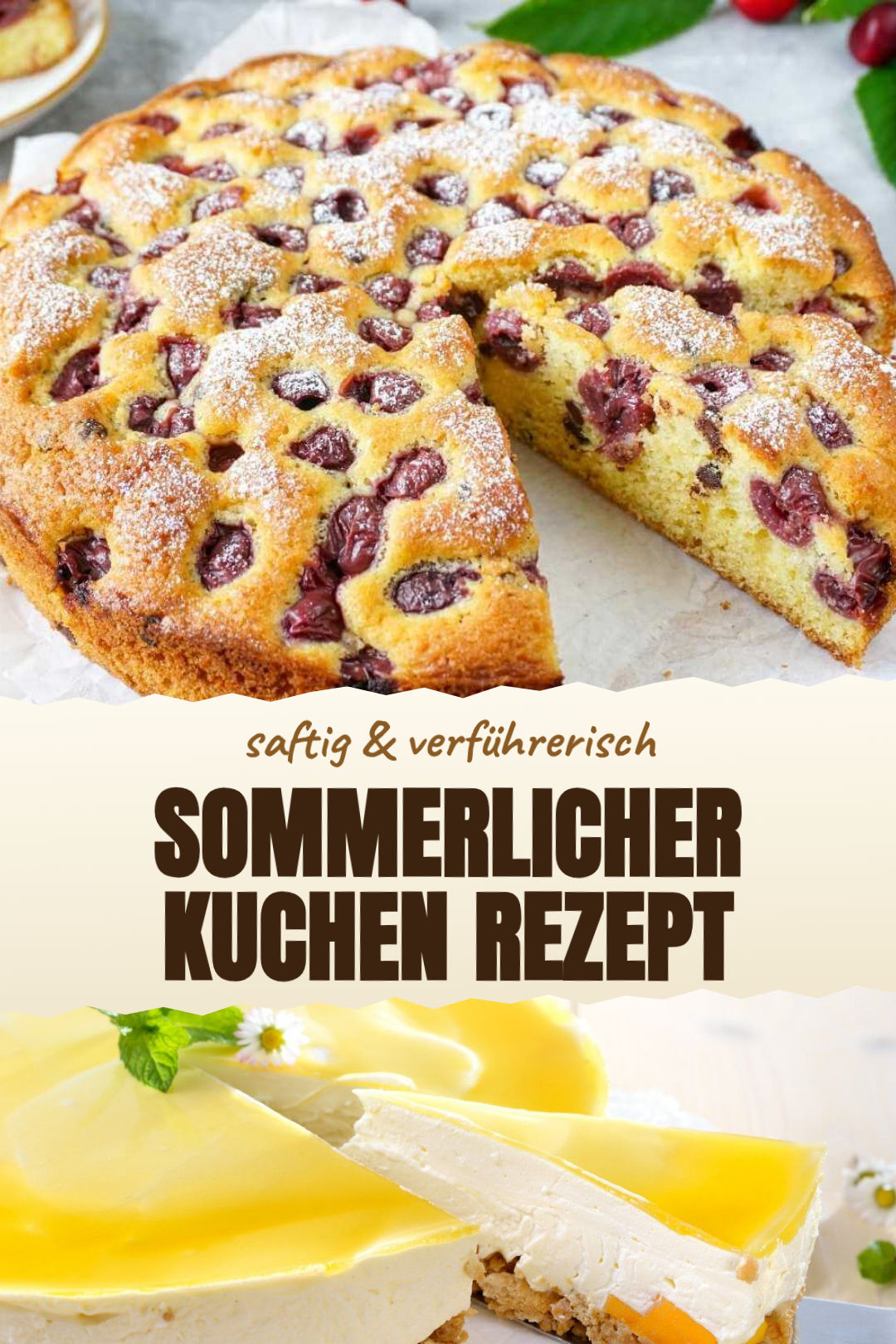 Zitronen-Joghurt-Kuchen mit frischen Beeren als fertiges Gericht