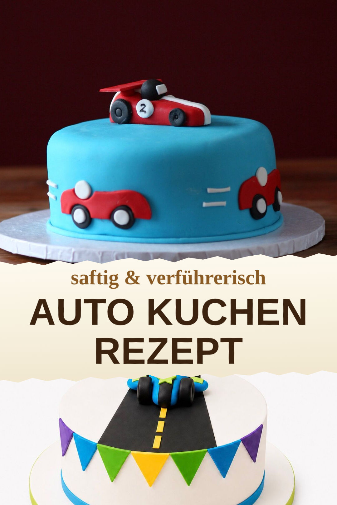Zitronen-Autokuchen mit essbaren Rädern, selbst gemacht und servierfertig